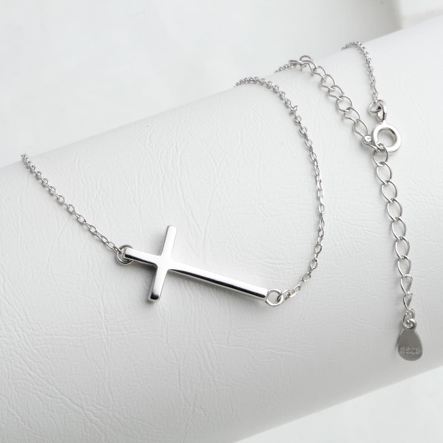 Cross Choker Necklace for Women 925 Sterling Silver Sideways Cross Necklace Minimal Everyday Jewelry Gift - Image 3