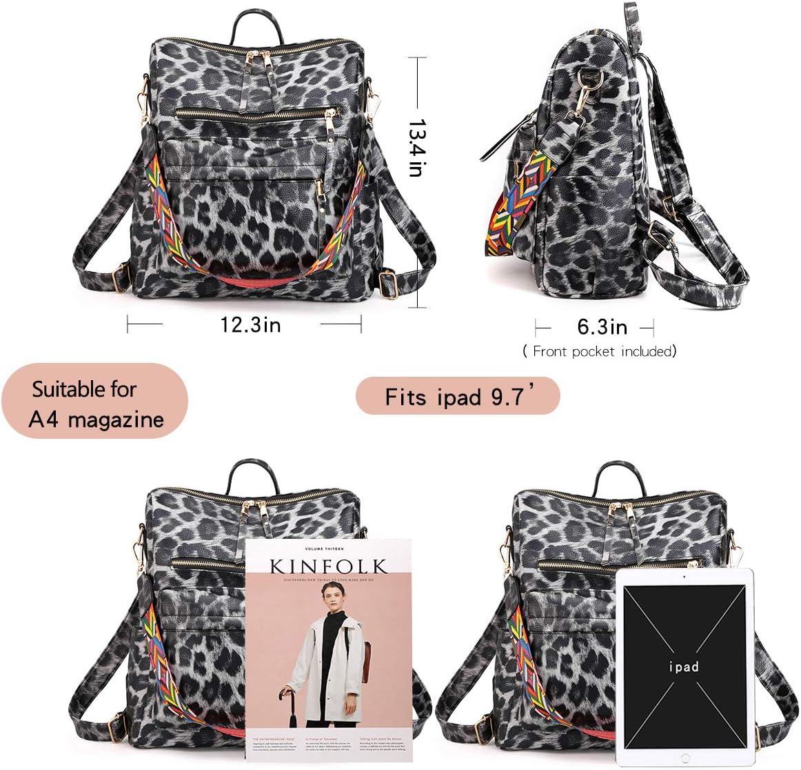 ZOCILOR Women's Fashion Backpack Purse Multipurpose Design Convertible Satchel Handbags Shoulder Bag Travel bag