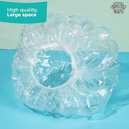 Miniatura 3 de LEOBRO Gorros de ducha desechables, gorro de ducha, 60 piezas de gorros de ducha desechables para mujer, de plástico transparente, para ducha,