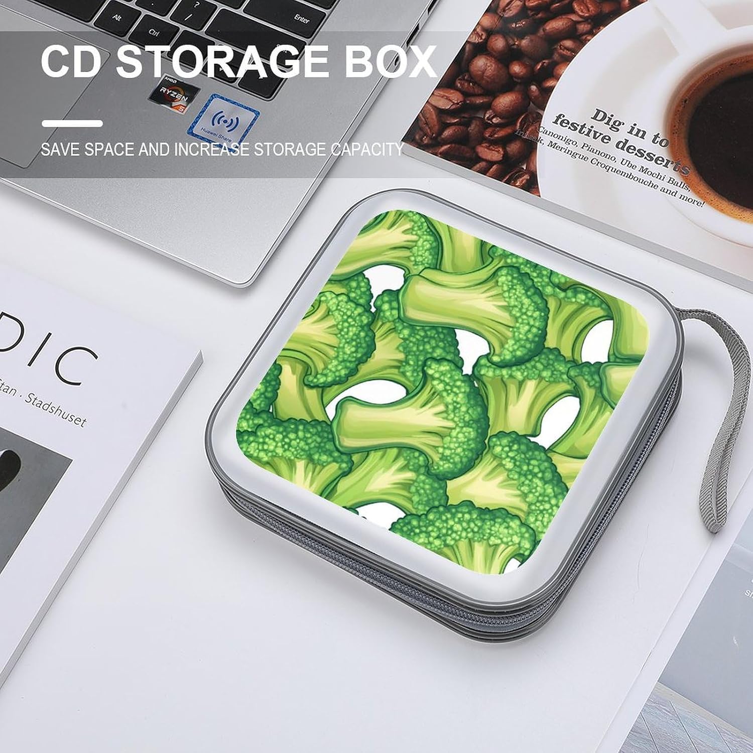 Broccoli Stack CD Case Portable DVD Storage Box CD Wallet Holder Binder Organizer for Car Home