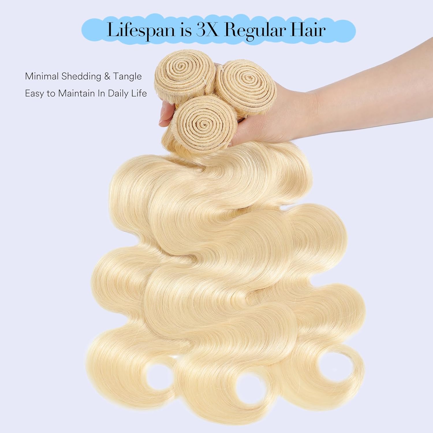 613 Bundles Blonde Human Hair Single Bundle 26 Inch Body Wave 1 Bundle 12A 100% Unprocessed Brazilian Virgin Hair 613 Blonde Bundle Hair Extensions