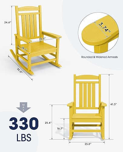 Vista 39 de Kingyes Mecedoras de polietileno de alta densidad para exteriores, sillas mecedoras para patio, deck, soportan hasta 330 libras, azul Azul marino