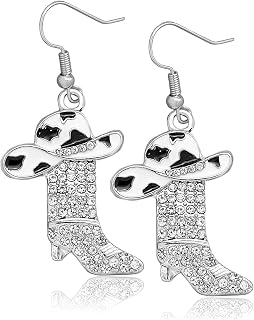 Boho Western Outfit Cowgirl Earrings For Women Cowboy Hat Boots Jewelry Accessories Rhinestone Western Boots Earrings Gift for Women