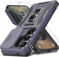 Vista 59 de DEERLAMN - Funda para Samsung Galaxy A15 5G con cubierta deslizante para la cámara + protector de pantalla (1 paquete), soporte giratorio con anillo
