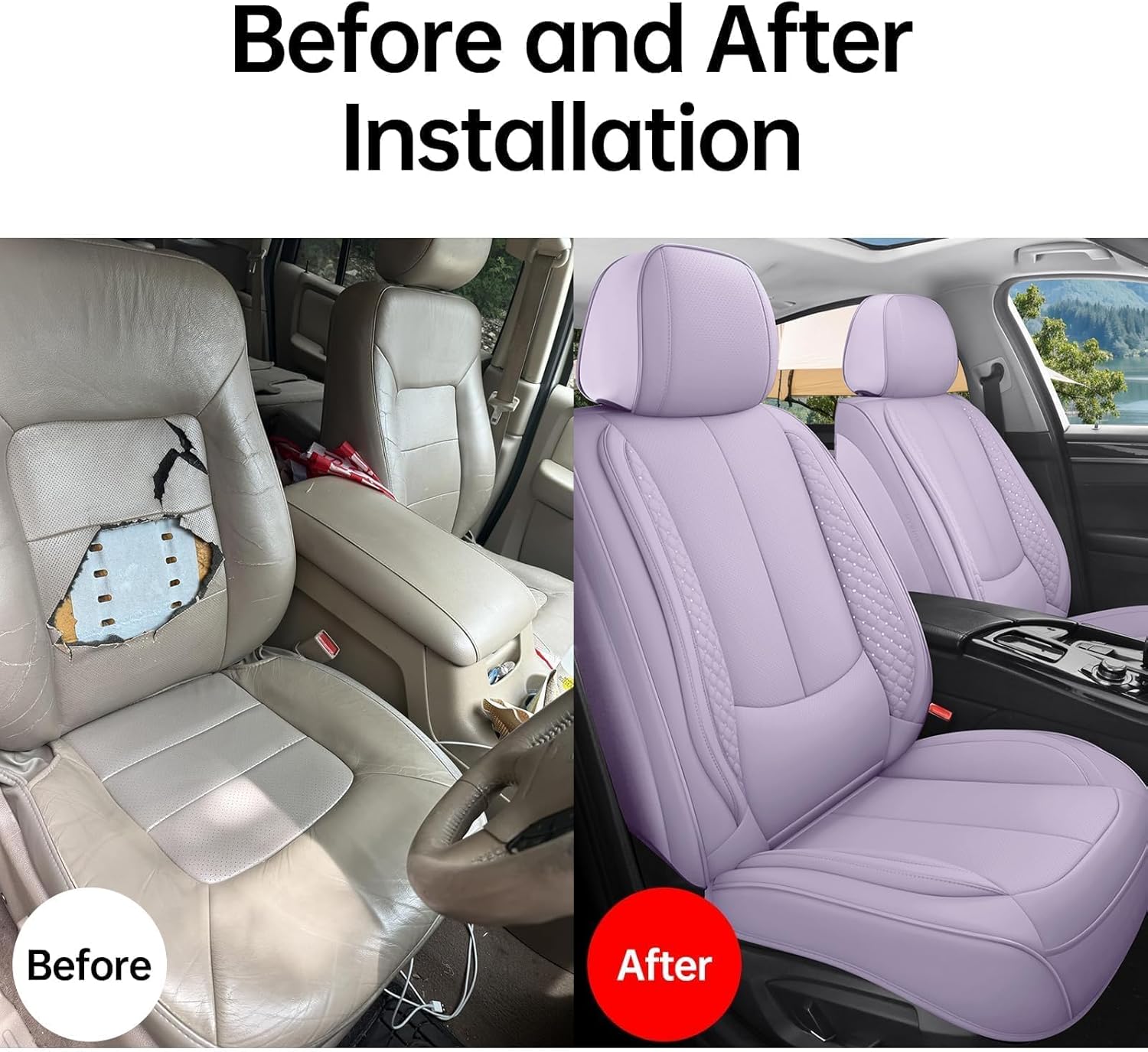 Bling Car Seat Covers Full Set, Luxury Faux Leather Car Seat Covers Waterproof Non-Slip Seat Protector Universal Fit for Most Cars SUVs Trucks Pick-ups,Car Accessories Interior for Women (Purple)