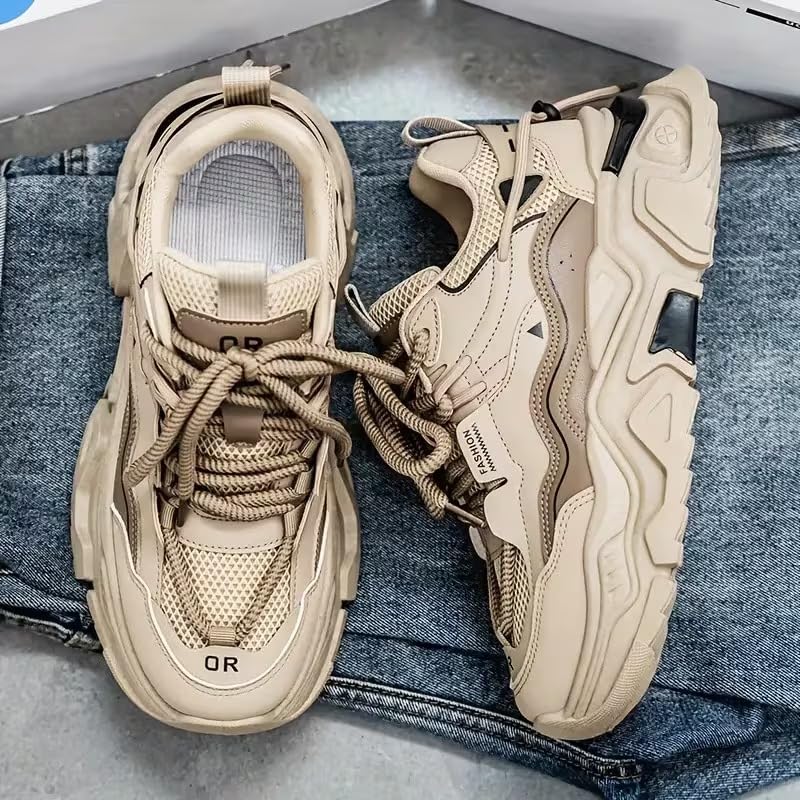 Image of Cruiser Men's Chunky Sneakers| Streetwear Fashion Shoes| Trendy & Stylish Lace Up Casual Sneakers | Durable Lightweight Comfortable Sports Running Walking Shoes, Cushioned Thick Insole Sneakers(2659)