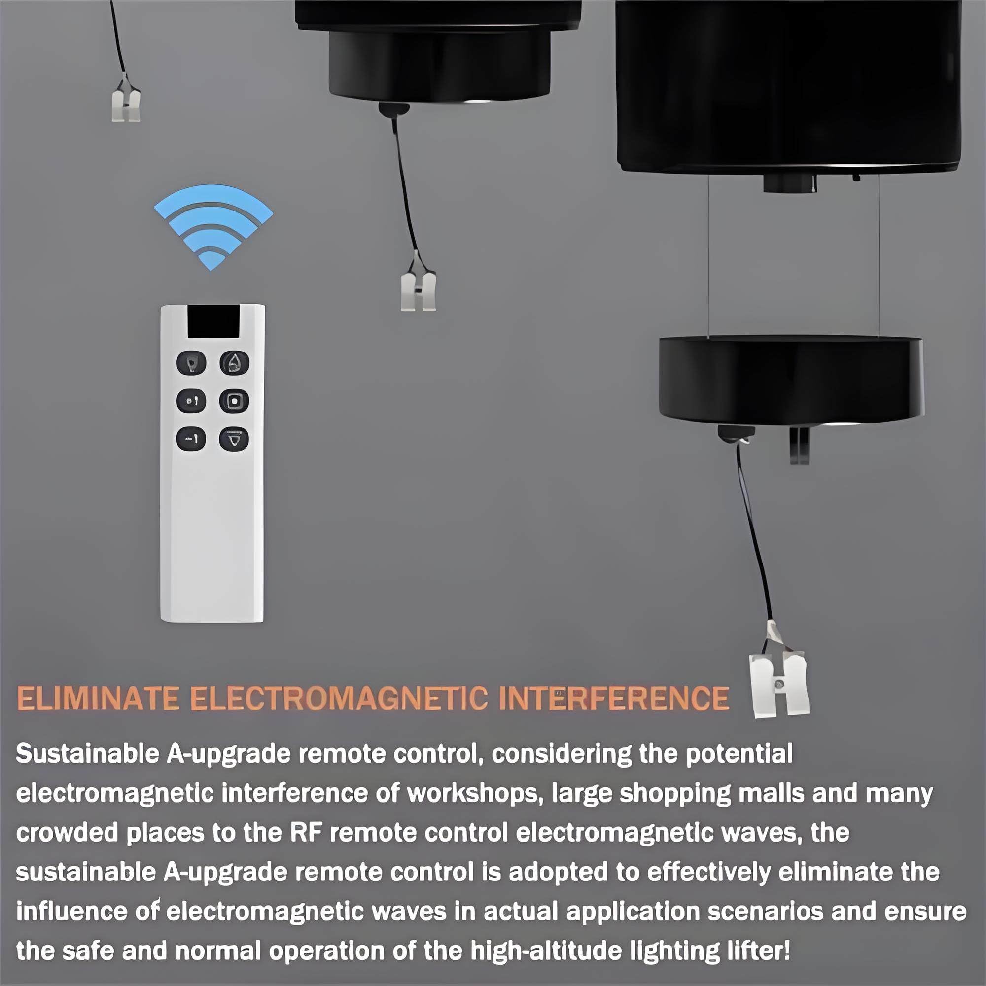 Paranco Elettrico per lampadari con Telecomando, Altezza di Sollevamento di 15 Metri, Ideale per Sollevare lampade a Sospensione in officine, Centri Commerciali, stadi, supermercati e per us