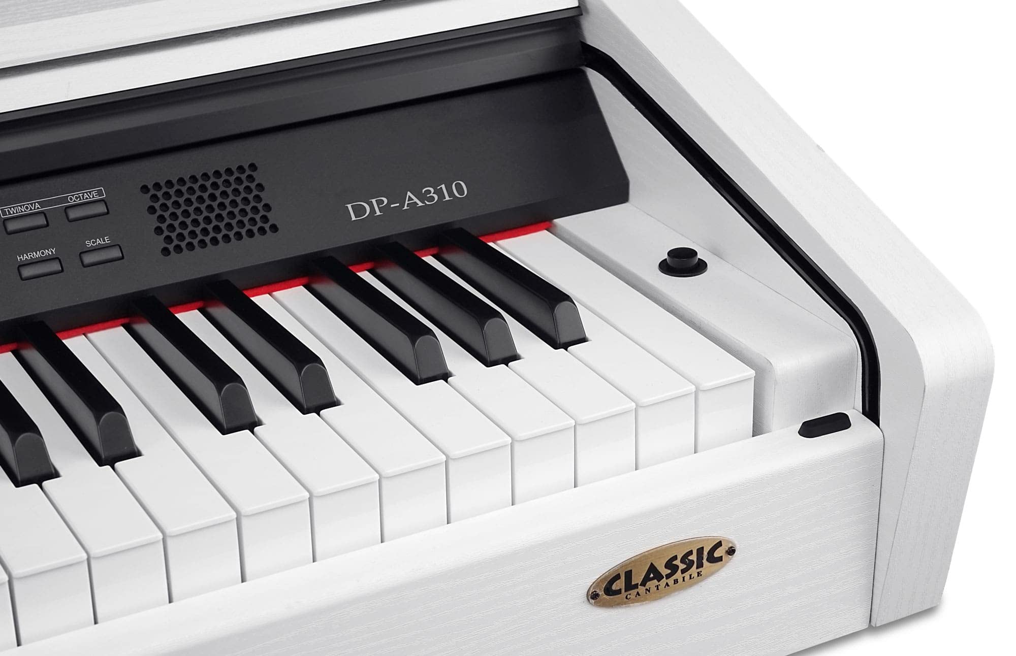 Classic Cantabile DP-A 310 WM E-Piano SET bianco opaco, 3 pedali (Sustain | Tastiera HA-88-S500 con 88 tasti a meccanica a martello e dinamica di tocco, Sostenuto, Soft), Polifonia max: 128 voci, 4 Ohm