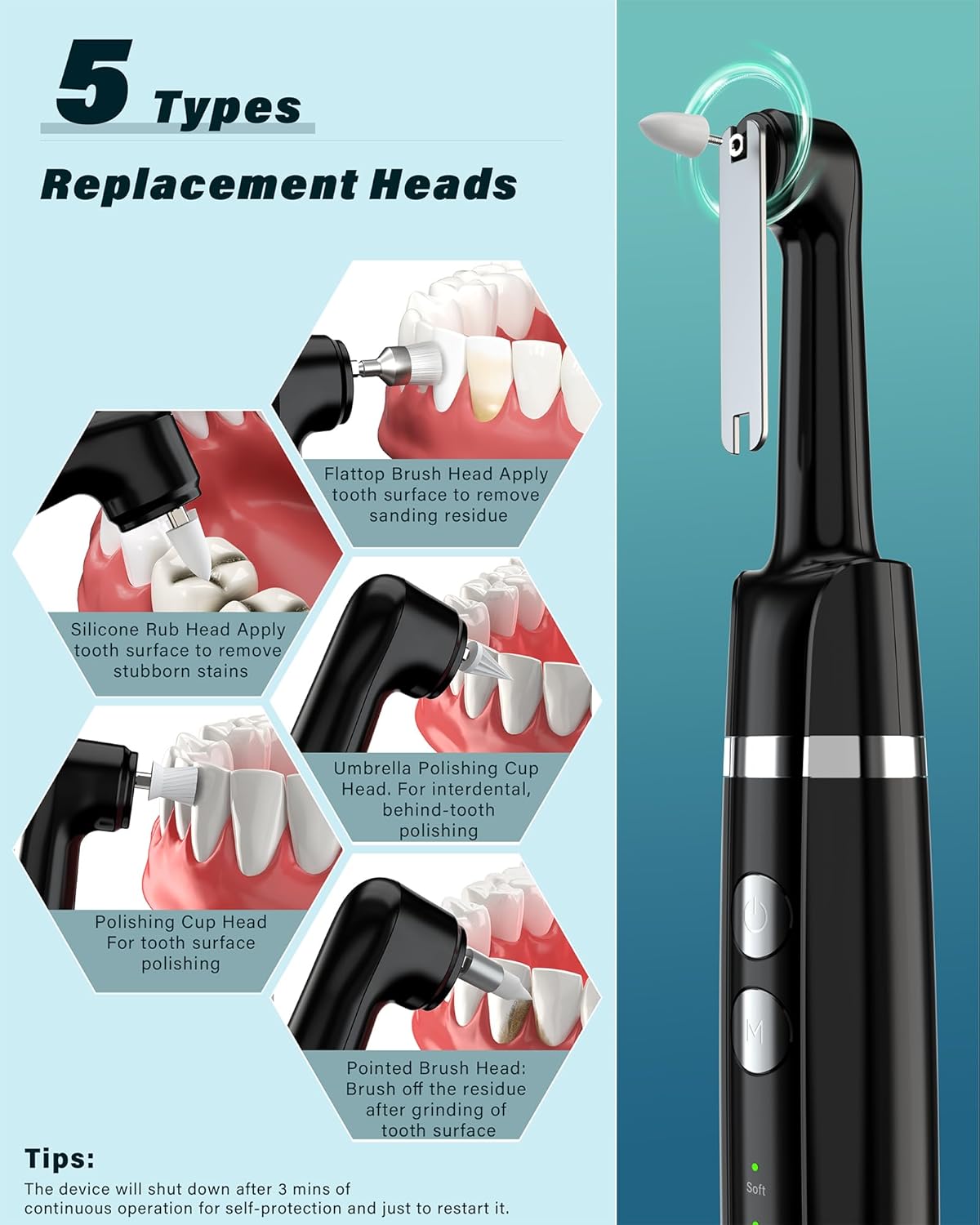 Teeth Polishing Kit Bundle – Rechargeable Electric Tooth Polishers with 10 Replacement Brush Heads, Polishing Pastes, LED Light, Home Teeth Whitening & Stain Removal, Dental Care Oral Kit”