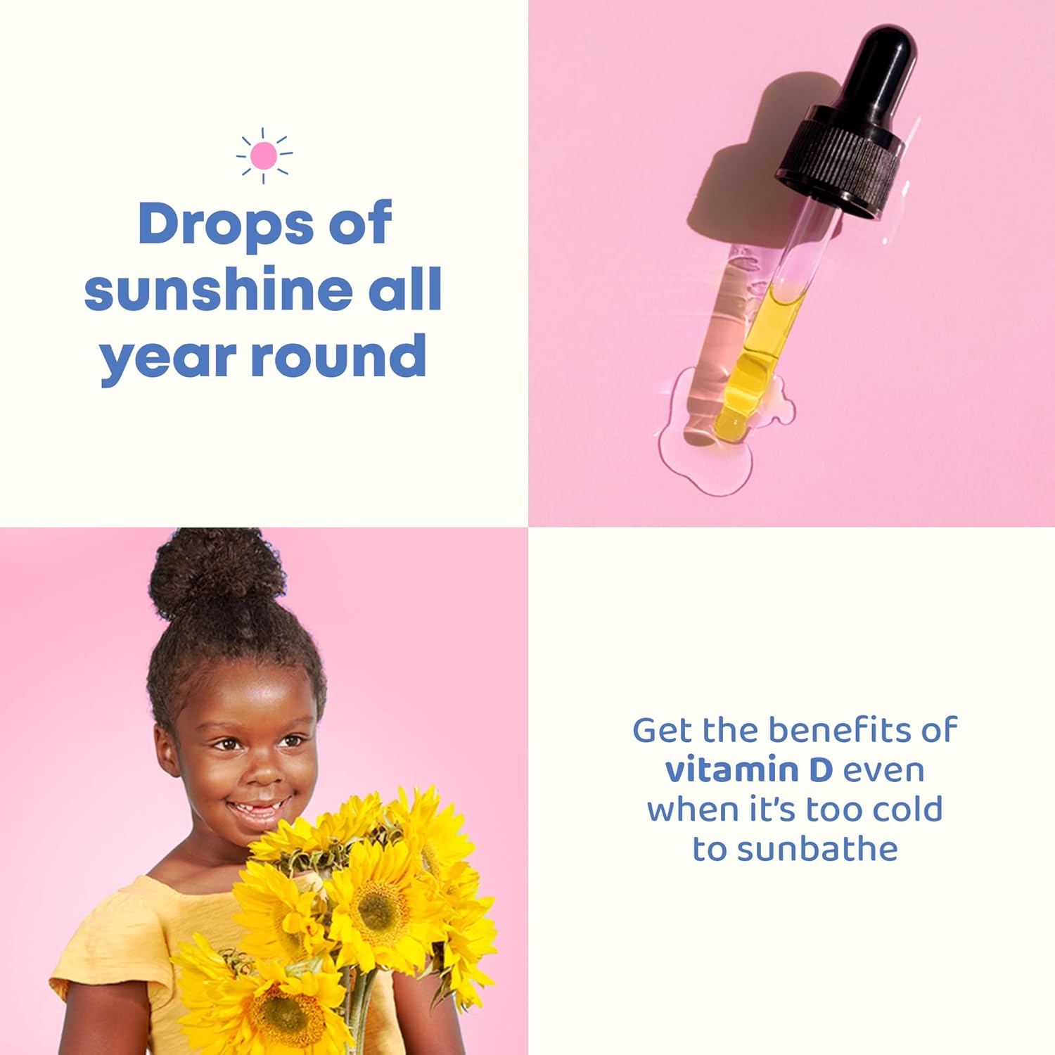 JoySpring Vitamin D3 Kids Drops with K2 – Liquid Supplement for Calcium Absorption & Joint Health – 360 Servings (2 fl oz) – Vitamin D Kids Ages 3-18