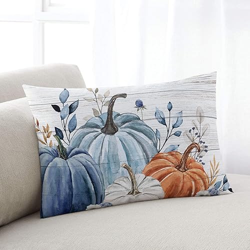 Miniatura 1 de Fundas de almohada decorativas con diseño de calabaza en acuarela, funda de almohada lumbar suave, fundas de cojín acogedoras para sofá, automóvil,