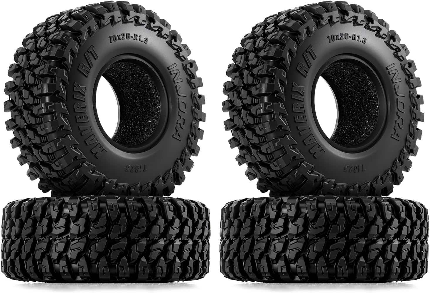 INJORA 1.3" MAVERIX R/T Tires 70 * 26mm for TRX4M SCX24 1/18 1/24 RC Crawlers (T1325)