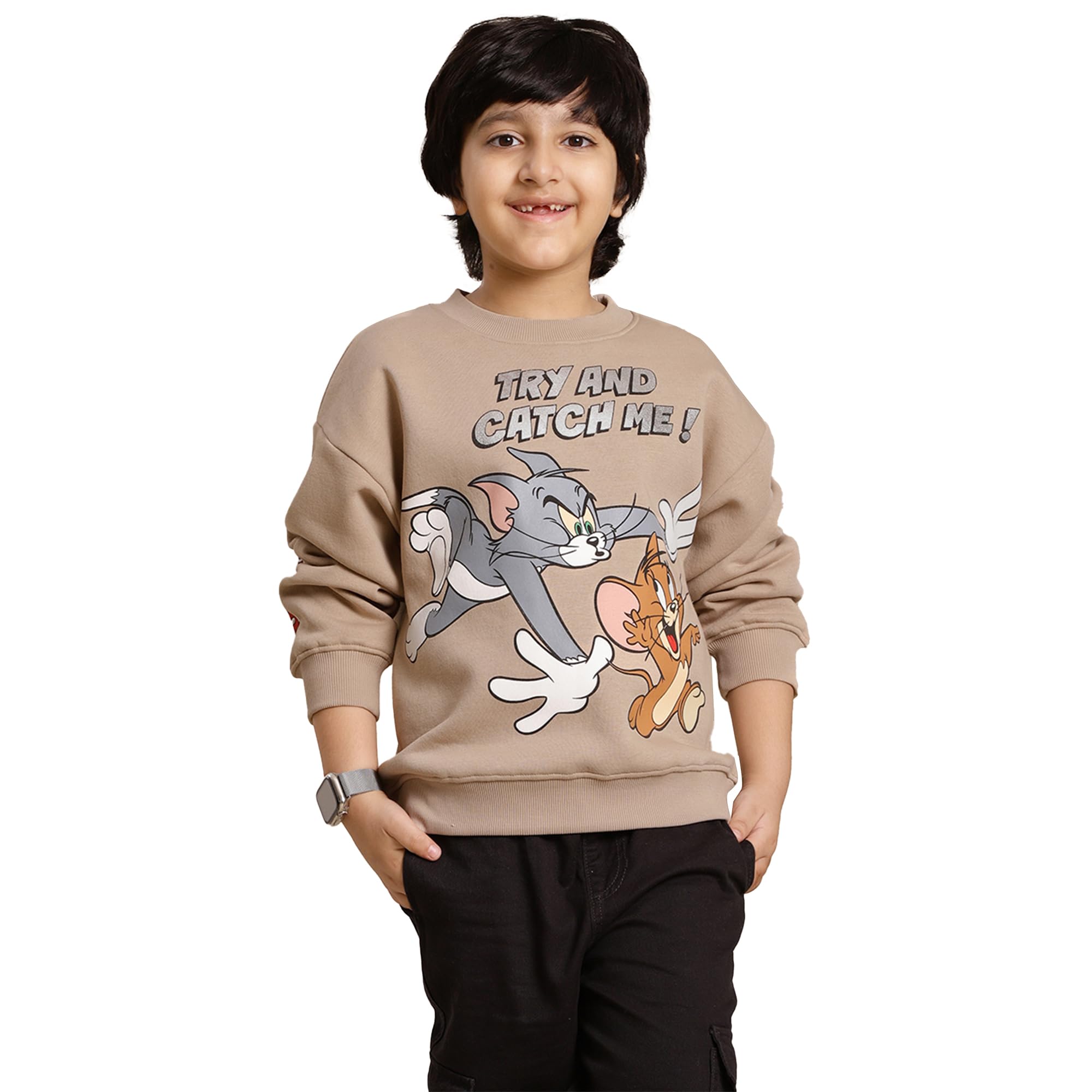 KidsvilleTom & Jerry Printed Oversize Fit Sweatshirt for Boys