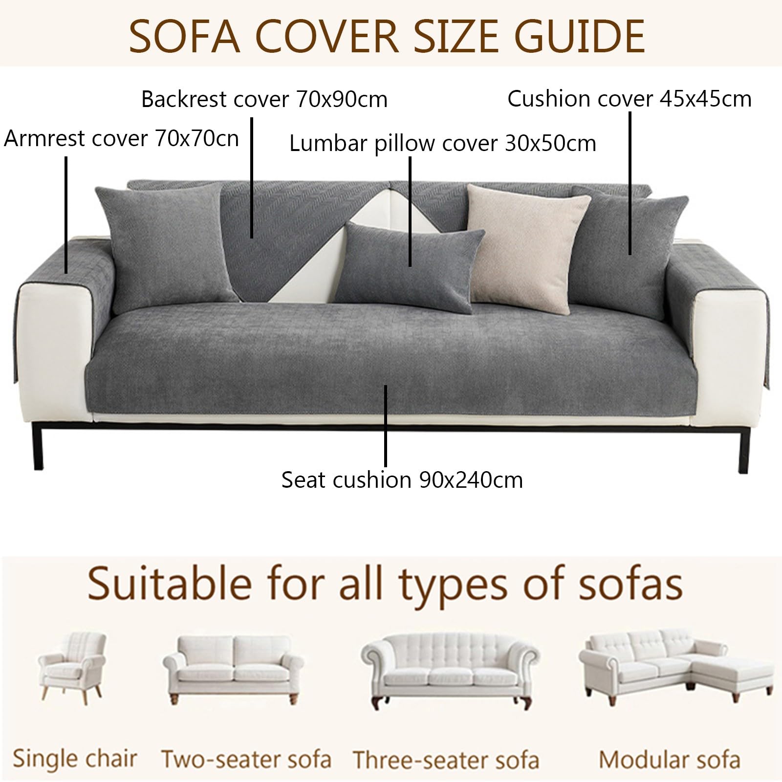 Generisch Vintage Chenille SofaüBerwurf rutschfest, Weicher Waschbarer Sofaschoner FüR 2-5 Sitzer L Form Sektionssofa – Couch üBerzug Haustier Sofaschutz(Blue,90x240cm)