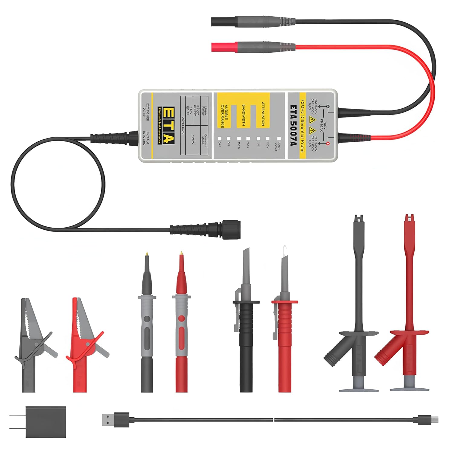 ETA Oscilloscope Differential Probe 70Mhz oscilloscope high Voltage Differential Probe Isolation Probe ETA5007A(70M+AC/DC 700V)