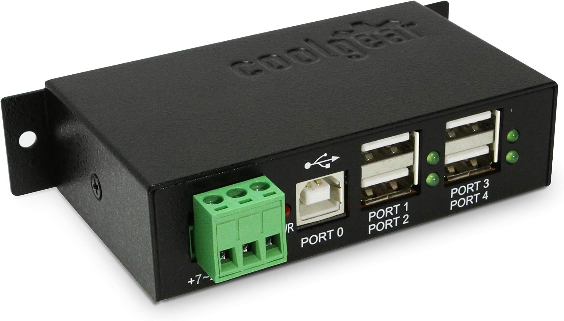 - Coolgear Industrial 4-Port Powered USB 2.0 Hub with Port Status LEDs, Metal Housing, 7-24 VDC Input, Wall and DIN-Rail Mountable, PC & Mac Compatible