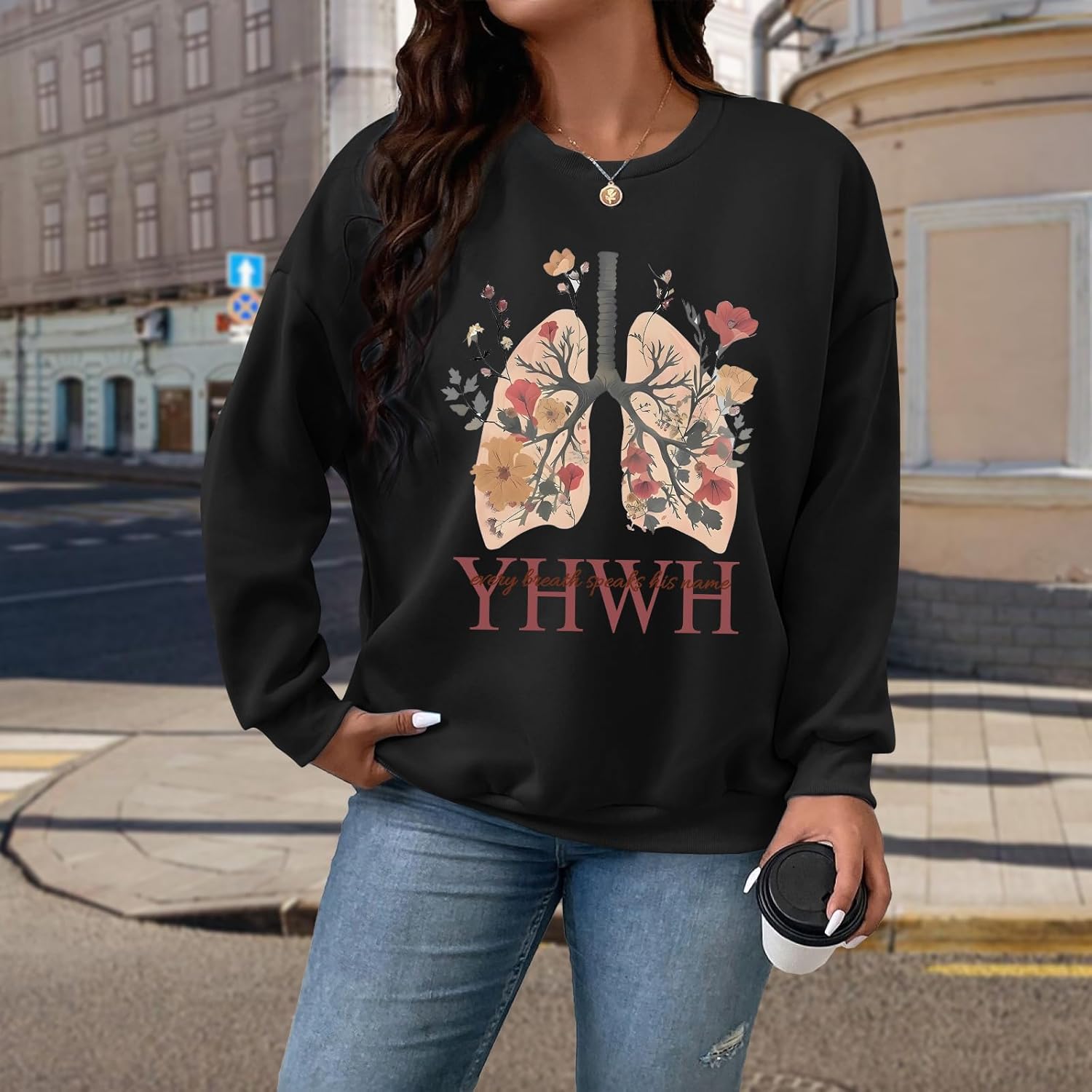 Christian Jesus Sweatshirts for Women YHWH God Bible Verse Sweatshirt Faith Long Sleeve Shirts Religious Pullover - Image 4