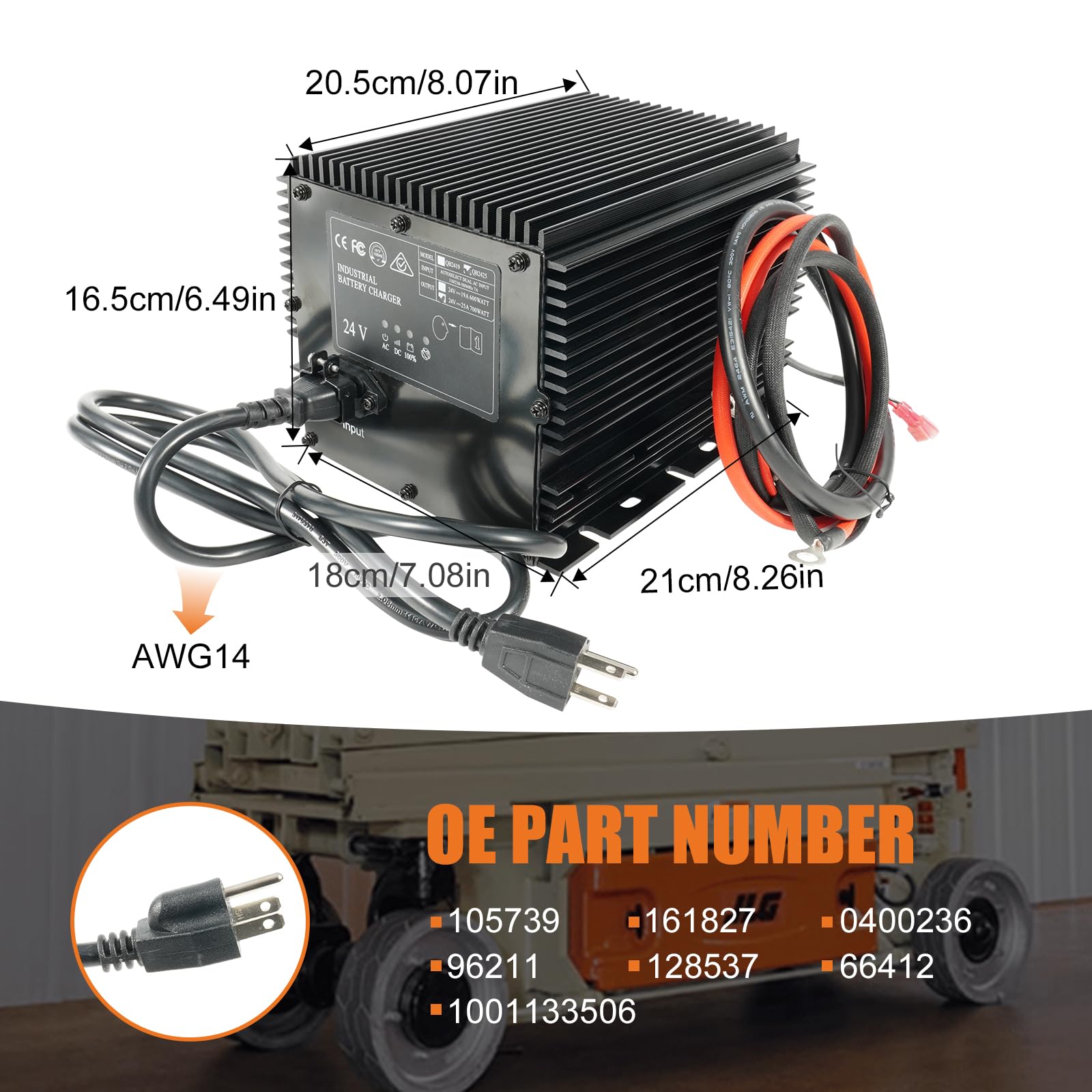 Chargeur Batterie 24V 25A Pour Nacelles Genie, Skyjack, JLG - Remplace HB600 105739 161827 128537 96211
