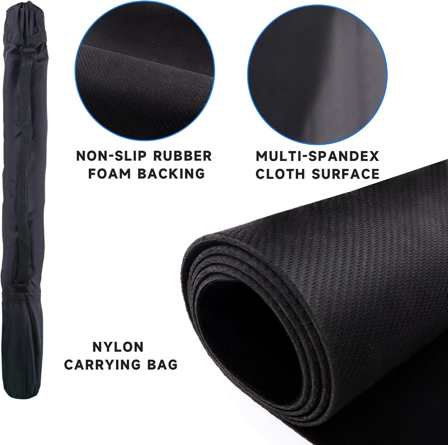 GSE Games & Sports Expert 32 x 32 Inches Rubber Anti-Slip Playmat, Mahjong, Dominoes, Poker Cards and Board Games Tabletop Cover Mat with Carrying Bag (Black)