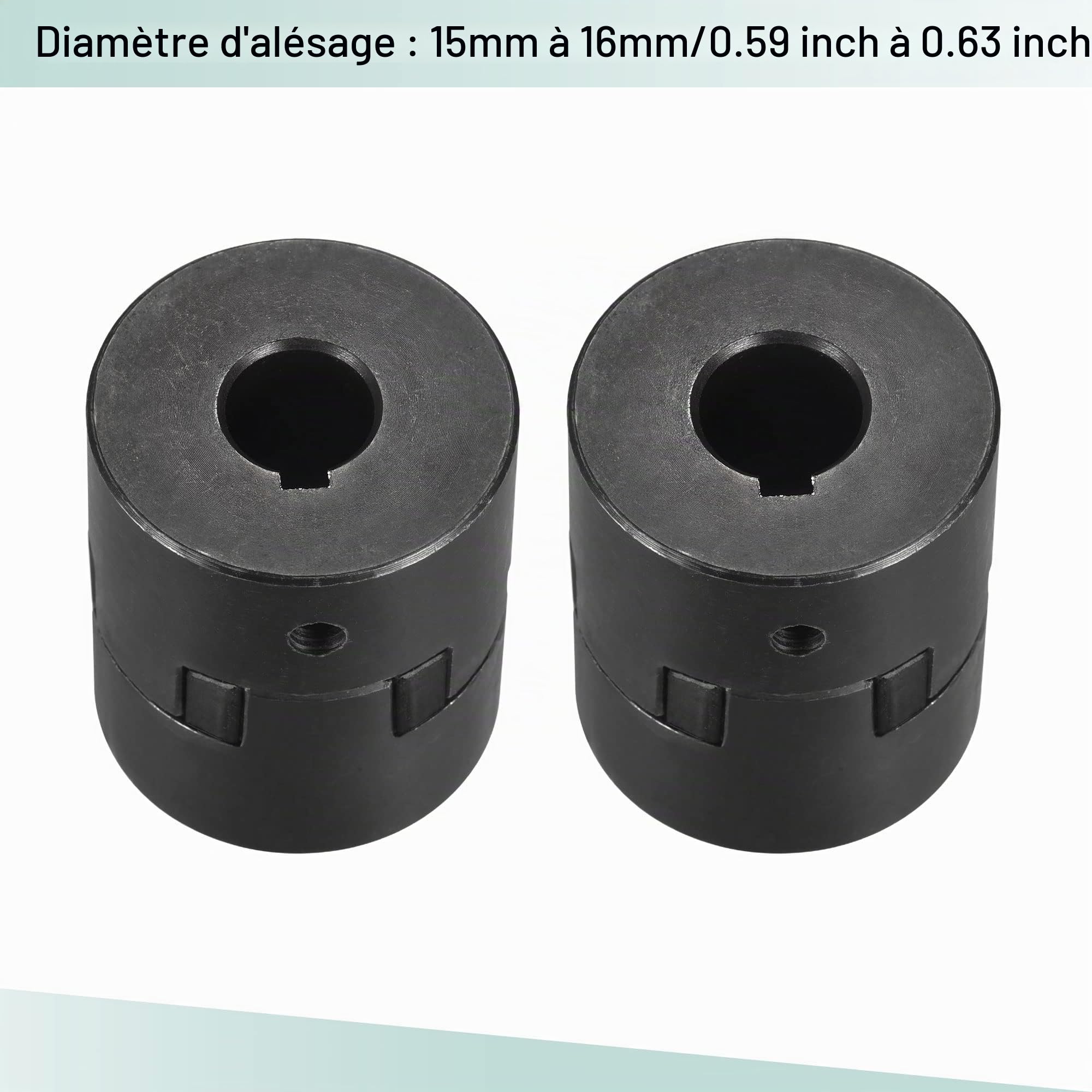 sourcing map Flexible Coupleur Arbre 15mm à 16mm 53mm x 44,5mm Accouplement Moteur Joint