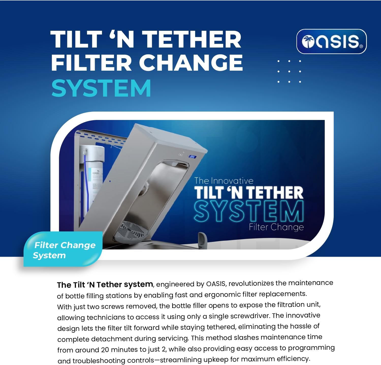 Internal view of Oasis PG8ACSL Versacooler II showing plumbing and cooling unit