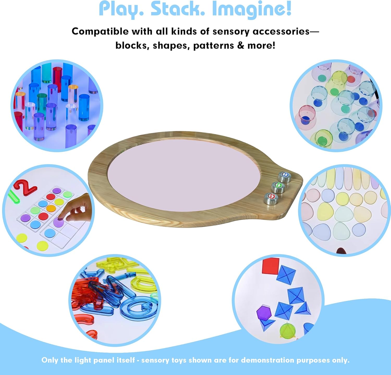 Rainbow Sync Sensory Light Pad – 26” Wooden RGB Light Panel with Knob Controls for Kids' Sensory Therapy, Visual Stimulation, Creative Play & Ambient Decorative Lighting