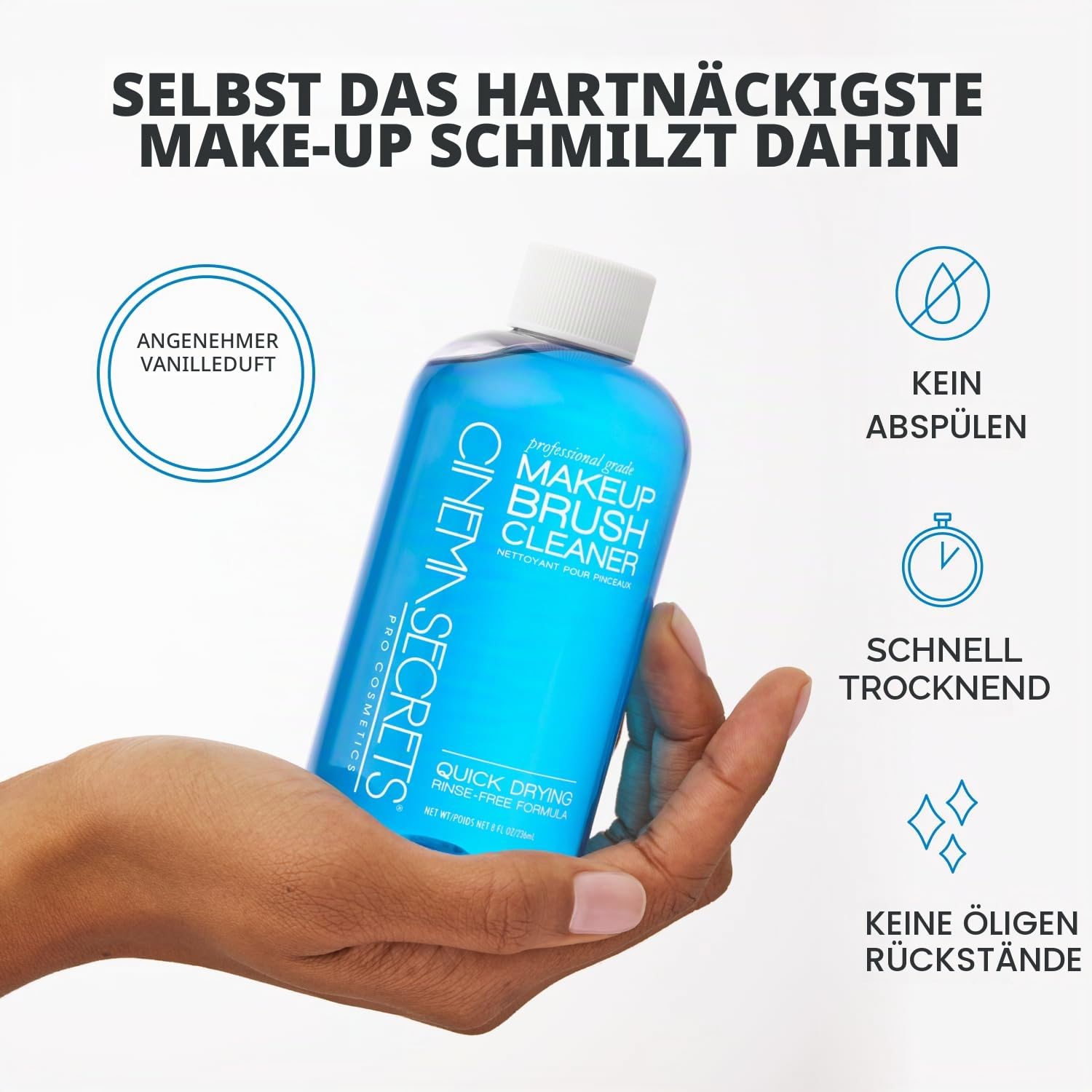 Cinema Secrets Original Blaue Vanille Make-up-Pinselreiniger-Lösung & Spray-Kombination – Professioneller Reiniger für Make-up-Pinsel – Schnell trocknend & spülungslos – Entfernt angesammeltes Make-up
