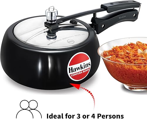 Miniatura 2 de Hawkins Olla a presión Contura negra de 3,5 litros, cocina de tapa interior anodizada dura, cocina Handi, negro (CB35)