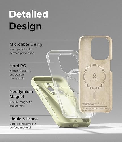 Miniatura 8 de Ringke Funda magnética de silicona compatible con MagSafe diseñada para iPhone 15 Pro Max, se siente aterciopelada, ligera, delgada, linda, suave,