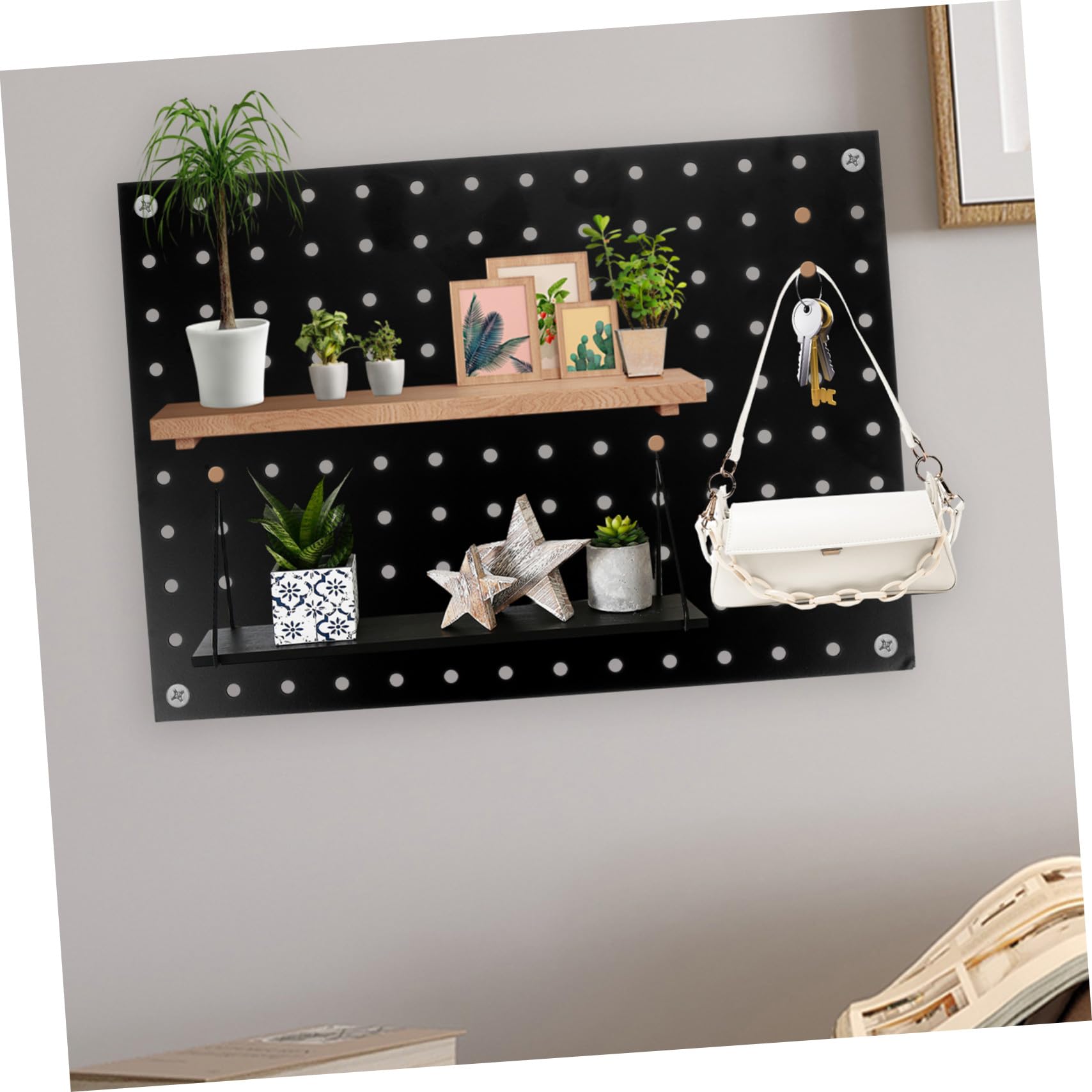 Tablero Perforado de Metal Negro para Montaje en Pared Diseño Fácil de Instalar y Material de Hierro Adecuado para Garaje y Banco de Trabajo