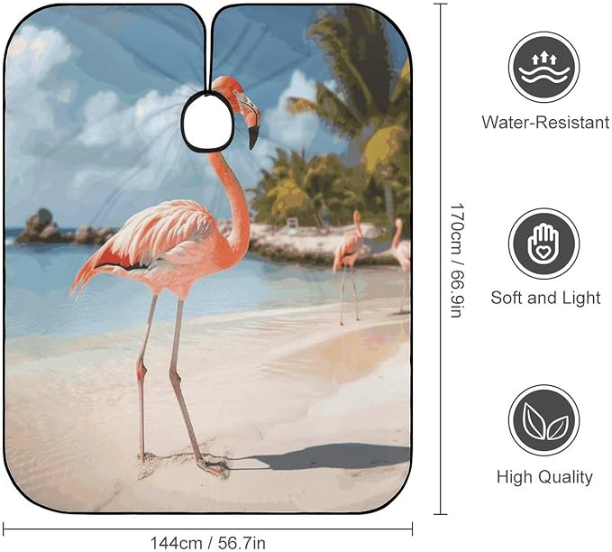 Capa para corte de cabello Beach Flamingo impermeable miniatura 2