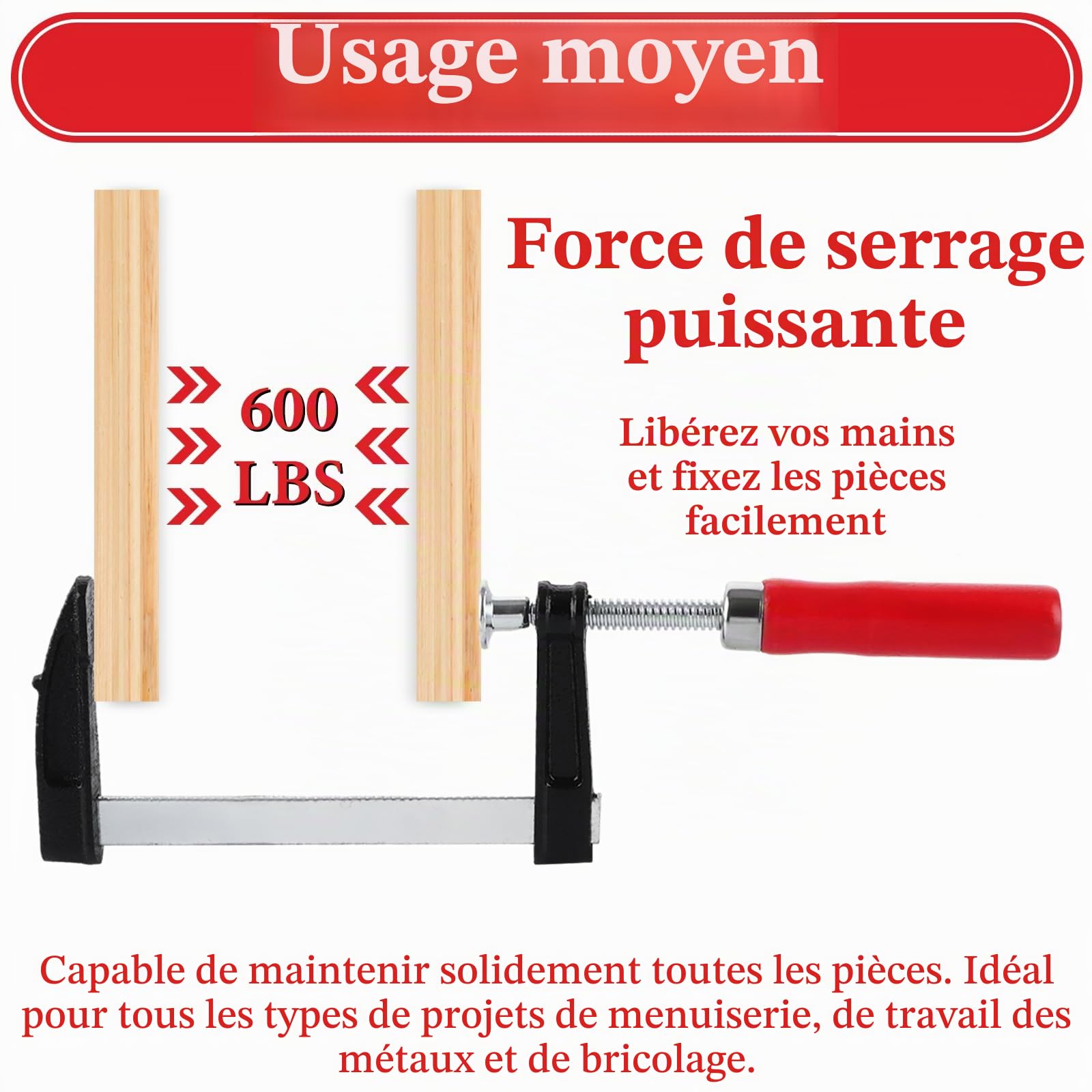 DAJAVE Lot de 10 serre-joints à une main - Envergure : 100 mm/150 mm - Plage d'extension : 200 mm/285 mm - Force de serrage : 23 kg/68 kg - Acier et nylon pour une fixation précise
