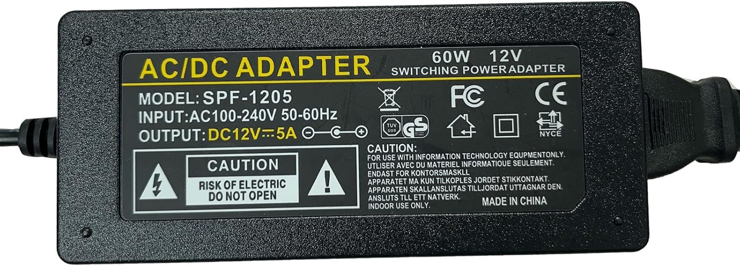 Neon Power Supply DC Power Adapter, 12V 5A 60W with UL Certified LED Power Adapter Transformer for Neon Signs Led House Numbers Light Power Supply with US Standard Plug