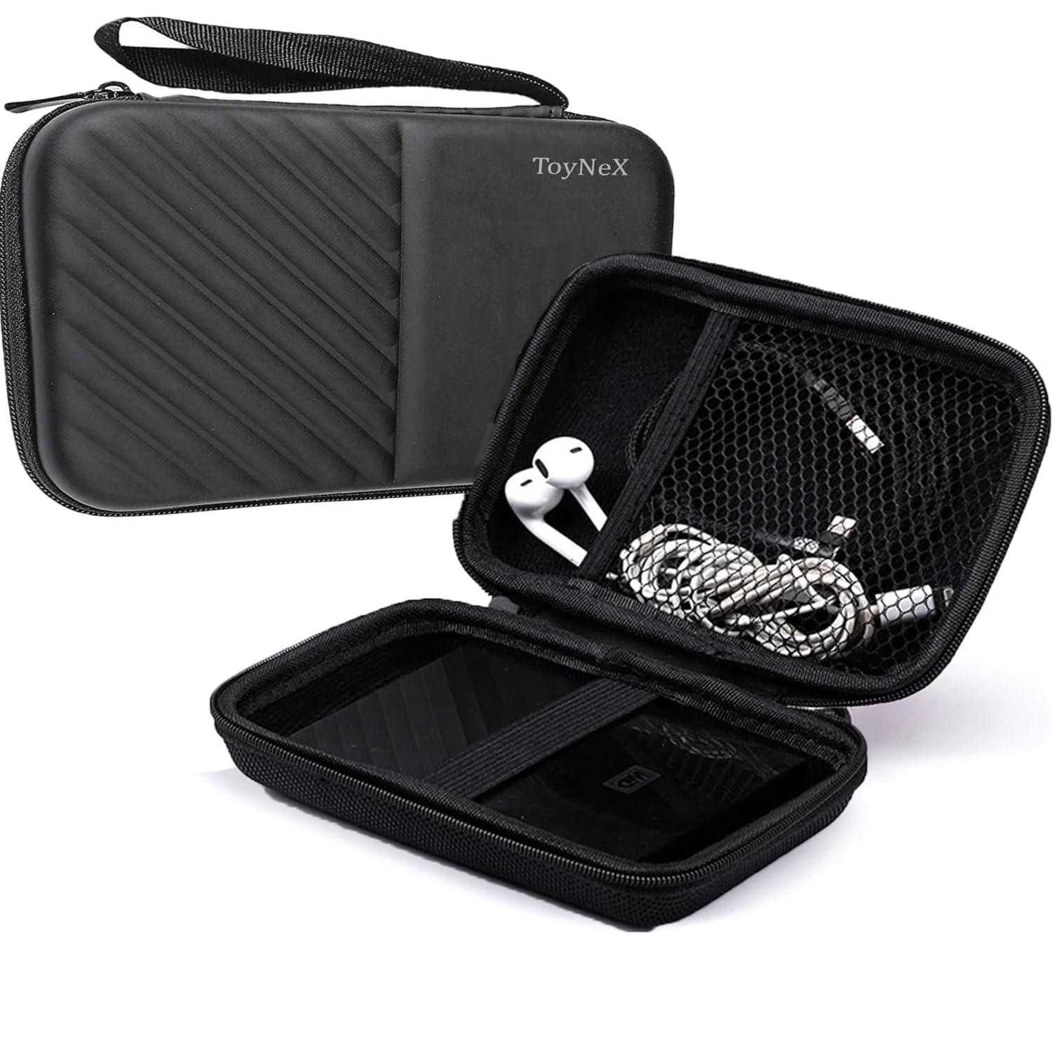 Portable External Hard Drive Case 2.5 Inch, Pouch for HDD SSD My Pass-Port Seagate Backup Western Digital WD Elements Sam-Sung T9 Basics 500G 1TB 2TB 3TB 4TB.(Black)