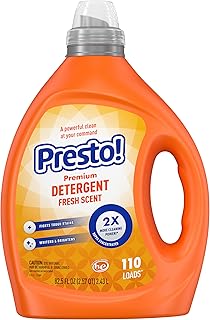 Amazon Brand - Presto! Concentrated Liquid Laundry Detergent, Fresh Scent, 110 loads, 82.5 Fl Oz