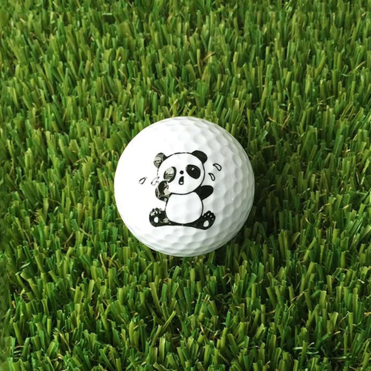6pcs Cartoon Panda Pattern Practice Golf Ball Two Layer | Lightweight Training Aid, Bright Color Design, Home Approach Shot Practice