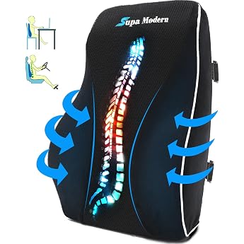 SUPA MODERN Lumbar Support Cushion for Office Chairs Memory Foam Back Cushion Lumbar Support Cushion for Car Seats with Breathable Cover and Adjustable Straps