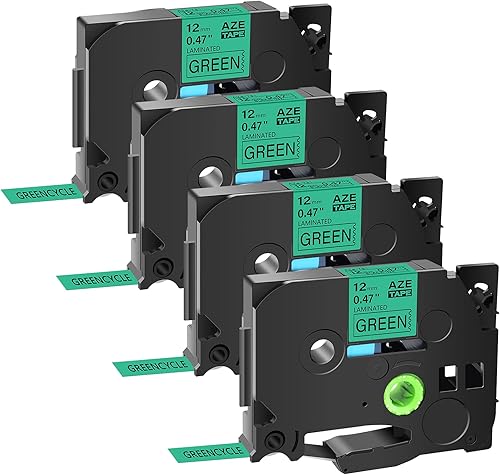 GREENCYCLE Paquete de 4 cintas de etiquetas compatibles con Brother TZ-731 TZE-731 26.2 ft 0.472 in negro sobre verde para impresoras Ptouch