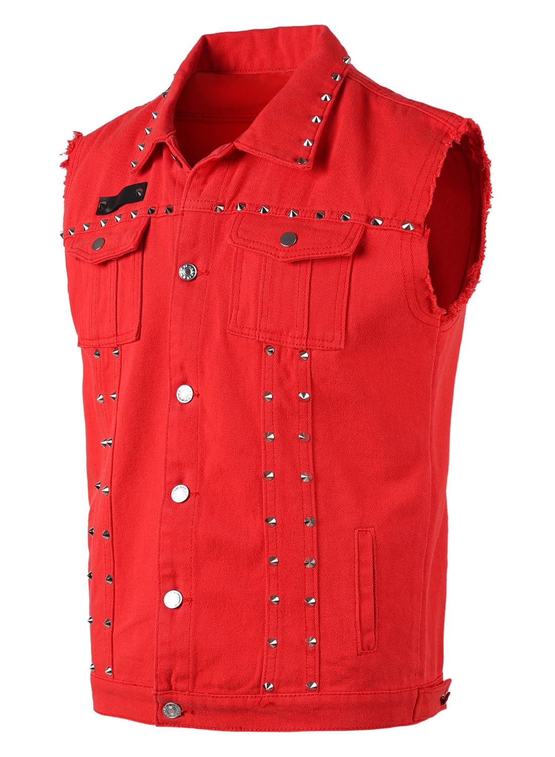 Gilet di Jeans Uomo Rivetto Gilet Moto Strappato Giacca Senza Maniche di Jeans Smanicata Denim Gilet Jeans da Cowboy