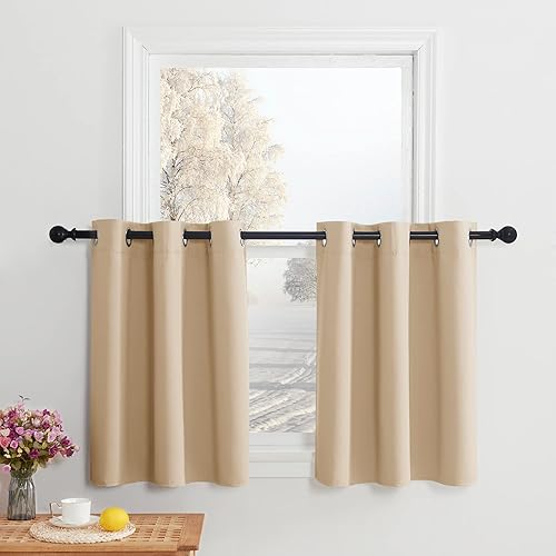 Miniatura 120 de NICETOWN Cortinas Opacas para Ventana de Guardería - Tratamiento de Ventana con Parte Superior de Ojales, Paneles de Cortinas Opacas (Verde Biscotti