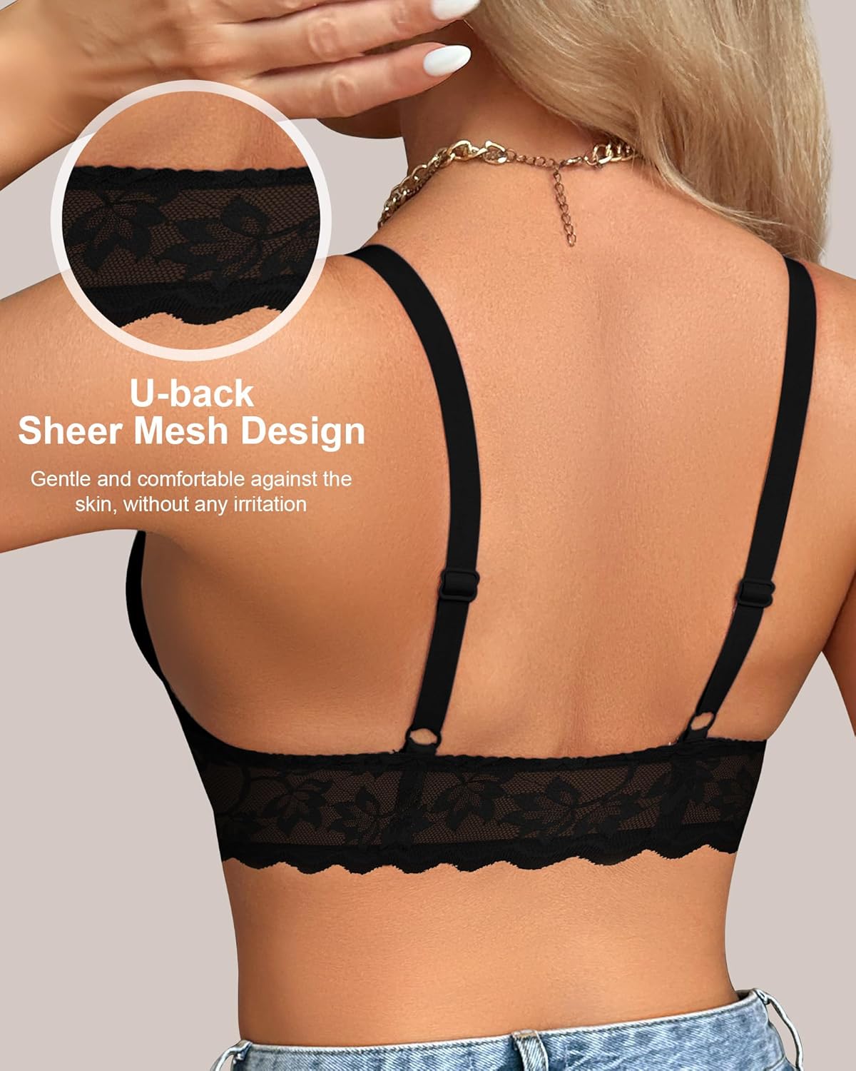 Women's Front Closure Bra Sexy Lace Lightly Padded Bra Uplift Comfort Underwire - Image 2