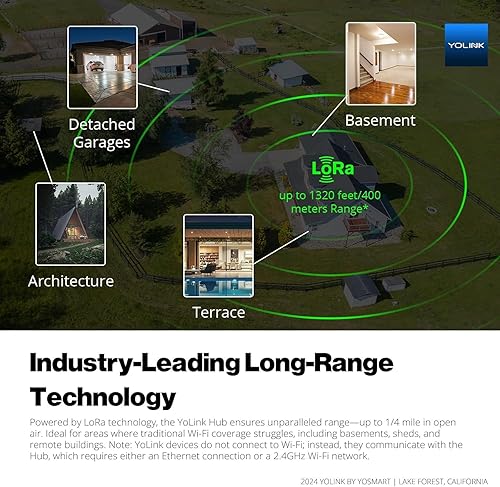 Miniatura 10 de YoLink Kit de inicio inteligente para el hogar Hub y sensor de fugas de agua 4 con alarma de audio de 105 dB, paquete de 4, SMStexto, notificaciones