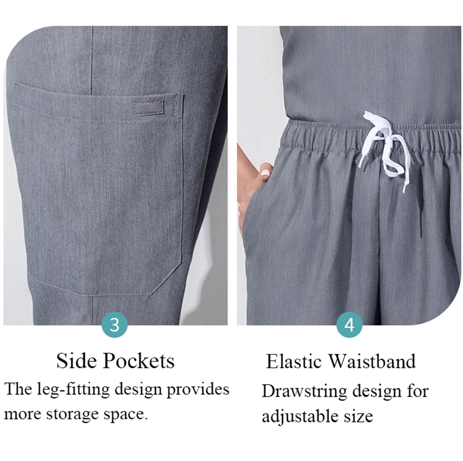 Set Scrub Uniforme da Donna, Abiti da Lavoro per Infermieristica Tessuto Elasticizzato Confortevole Divisa Sanitaria Donna con Tasche per Medici, Infermieri