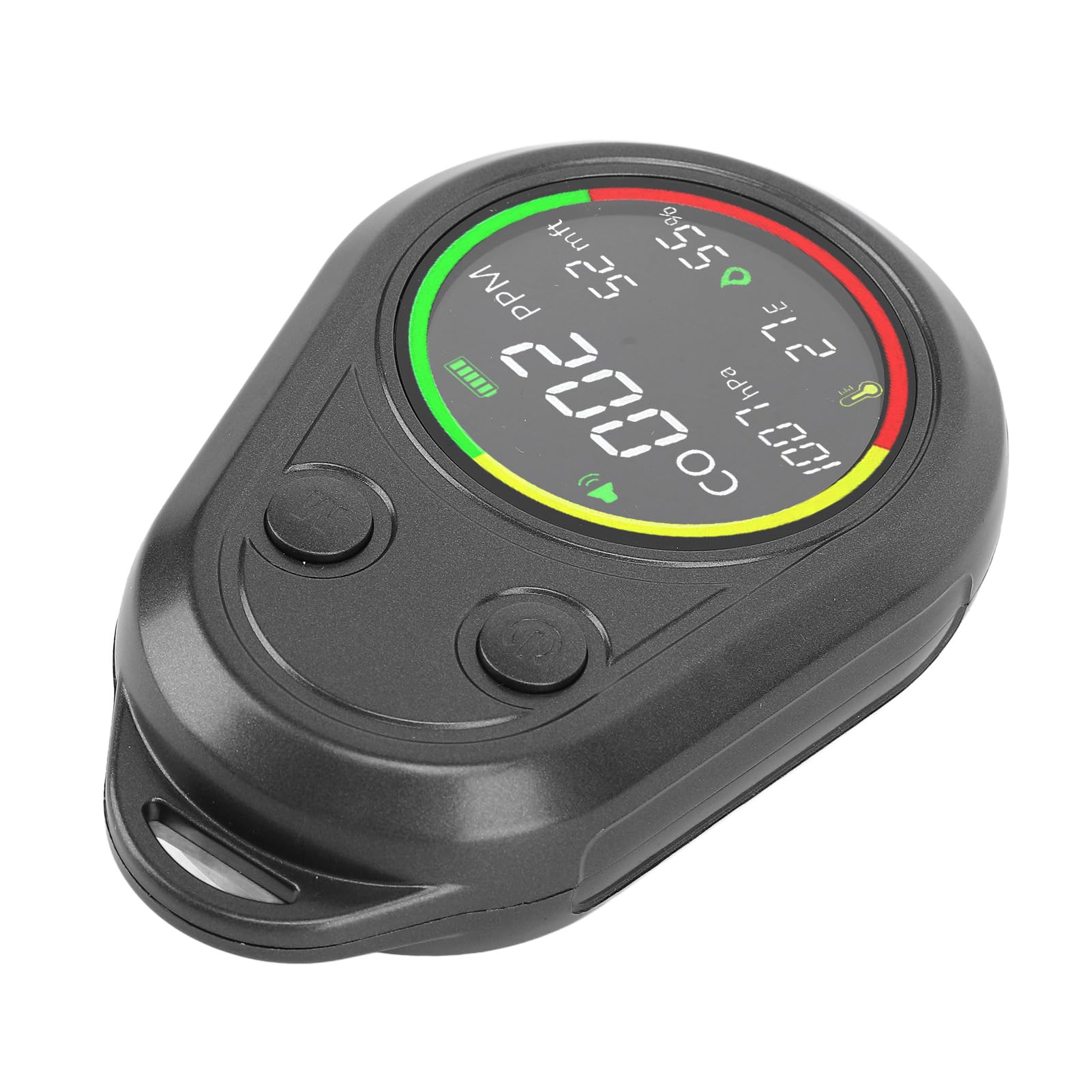 Rilevatore di qualità dell'aria CO Rilevatore di qualità dell'aria 5 in 1 Monitor CO Portatile con Altimetro Barometro Sensori di umidità e Temperatura Custodia in ABS Batteria da 1000 MAh