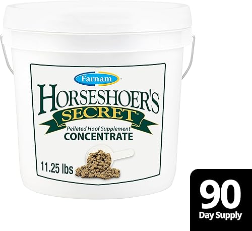 Miniatura 9 de Farnam Horseshoer's Secret Pelleted Hoof Supplements Concentrado, fórmula económica con 25 mg de biotina por porción de 2 onzas, 11.25 libras,