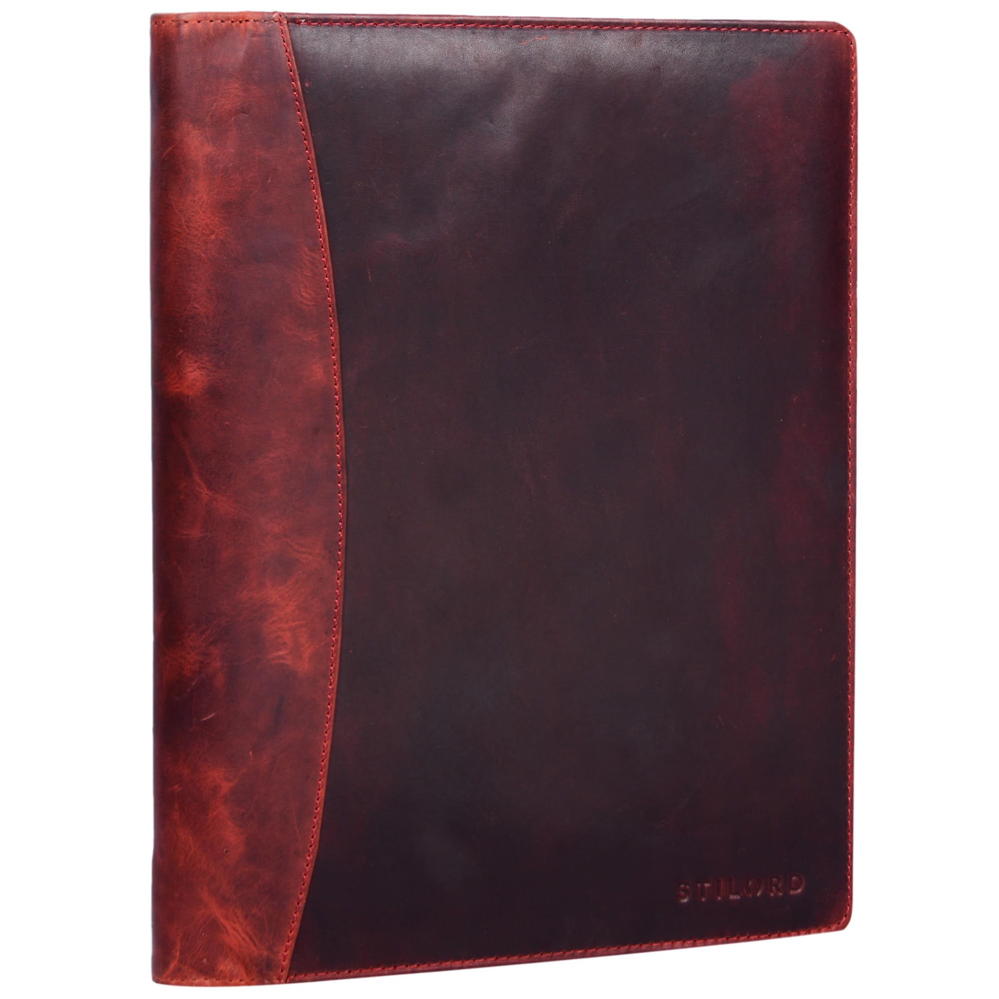 STILORD 'Vincent' Vintage Porta Documenti con raccoglitori classificatori Cartella porta Documenti MacBook 13,3 Pollici rigido Portadocumenti in vera Pelle, Colore:kara - rosso