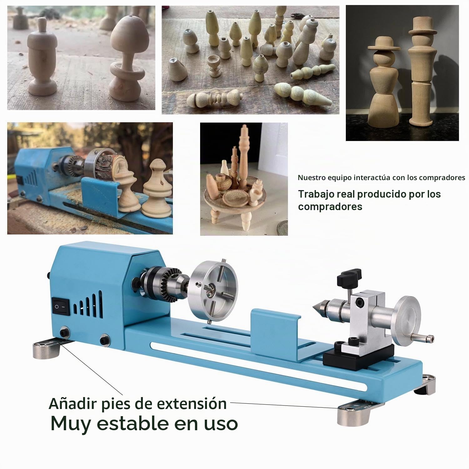 Mini Máquina de Torno Multiusos Con Herramientas Profesionales Torno Para Madera Corte, Molienda, Pulido Torno de Metal de Escritorio Fácil de Usar