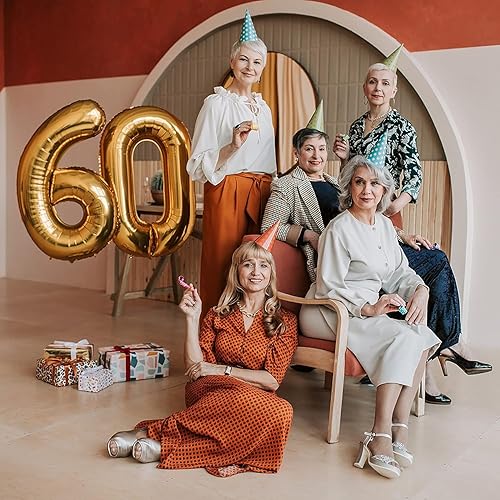 Miniatura 3 de Globos dorados de 40 pulgadas con números grandes para helio, globos grandes de aluminio Mylar para decoración de fiestas de cumpleaños (número 7)