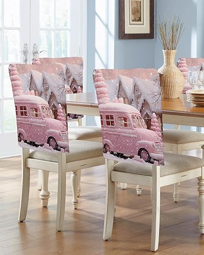 Miniatura 10 de Paquete de 4 fundas elásticas para sillas de comedor de Navidad, fundas elásticas para sillas de cocina, comedor, fundas extraíbles para proteger el