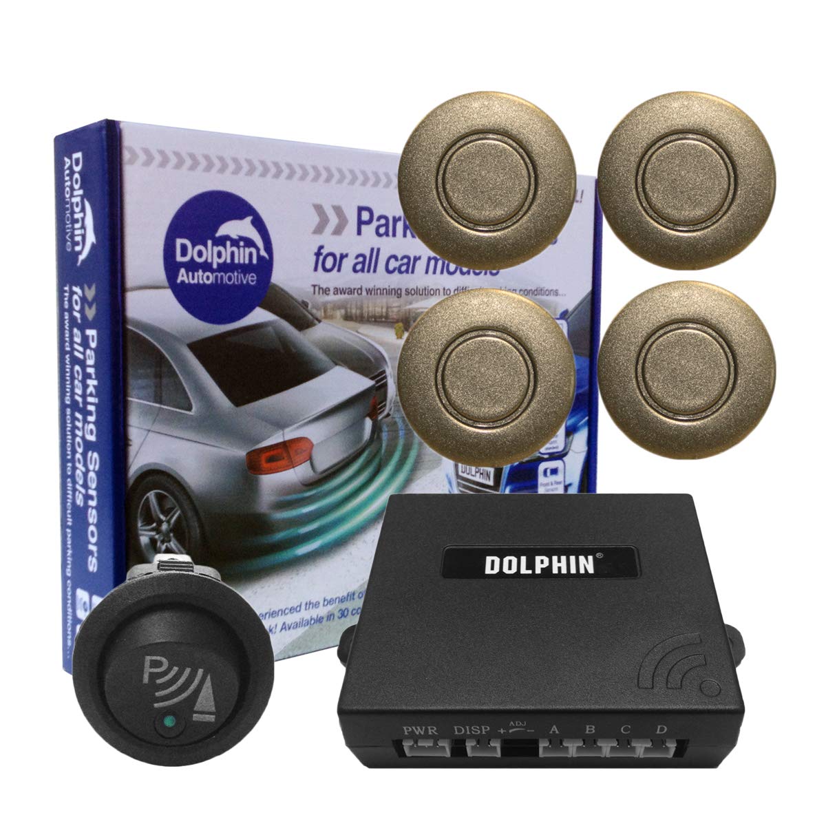 Dolphin Car Van Front Parking Sensors With Longer 6m Leads and Parking Switch in 32 Coloured Options UK (Electric Blue) — view 22